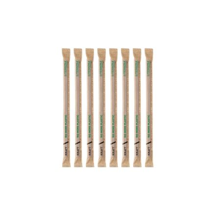 Jumbo green stripe 8mm paper straw, 7.8in