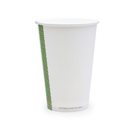 Lebomló teás pohár, papír és PLA, 4,5 dl, fehér | 50 db/csomag